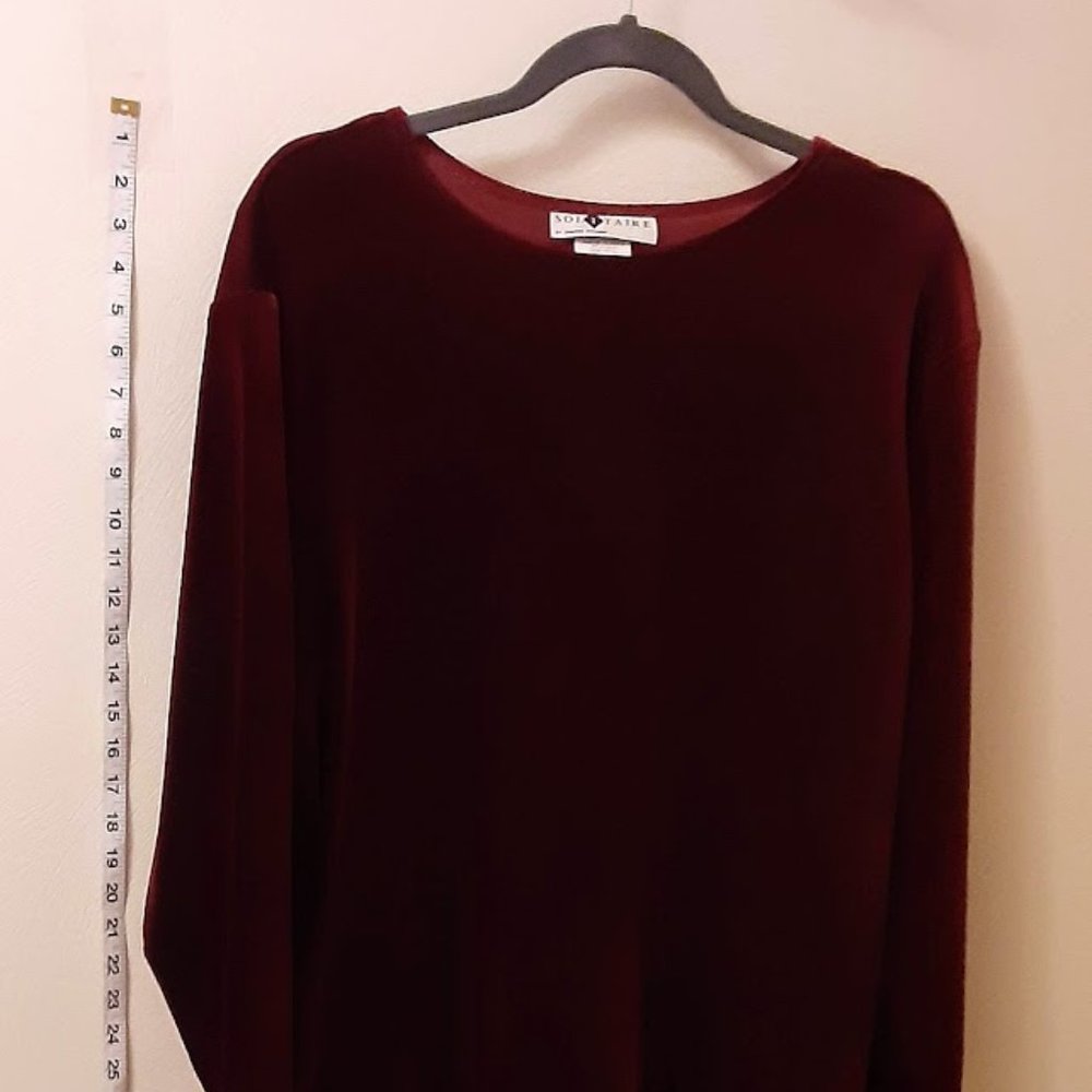 VINTAGE!  CLARET RED VELVET/VELOUR PANT SET (TOP & PANTS)